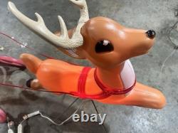 Vintage Grand Venture Santa And Sleigh With Reindeer Blow Mold EXCELLENT COND