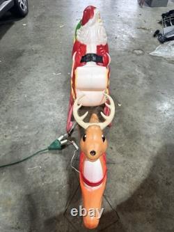Vintage Grand Venture Santa And Sleigh With Reindeer Blow Mold EXCELLENT COND