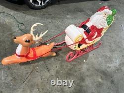 Vintage Grand Venture Santa And Sleigh With Reindeer Blow Mold EXCELLENT COND