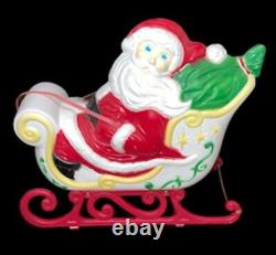 Vintage Grand Venture Santa Claus Sleigh Christmas Lighted Blow Mold Decor