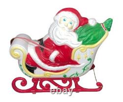 Vintage Grand Venture Santa Claus Sleigh Christmas Lighted Blow Mold Decor