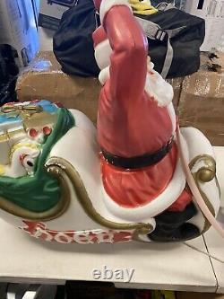 Vintage Grand Venture Santa Sleigh Reindeer Christmas Blow Mold Full Size Decor