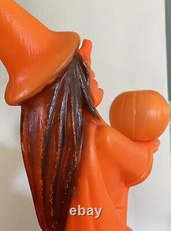 Vintage HALLOWEEN BLOW MOLD Tico WITCH HOLDING Small PUMPKIN 13 Light Up