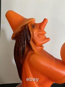 Vintage HALLOWEEN BLOW MOLD Tico WITCH HOLDING Small PUMPKIN 13 Light Up