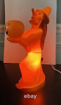 Vintage HALLOWEEN BLOW MOLD Tico WITCH HOLDING Small PUMPKIN 13 Light Up