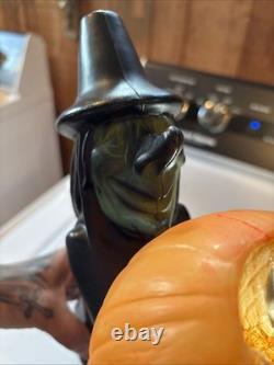 Vintage Halloween Black Witch/Green Face Pumpkin Tico Blow Mold 13 Tall Vintage Halloween Black Witch/Green Face Pumpkin Tico Blow Mold 13 Tall