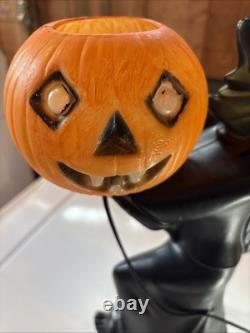 Vintage Halloween Black Witch/Green Face Pumpkin Tico Blow Mold 13 Tall Vintage Halloween Black Witch/Green Face Pumpkin Tico Blow Mold 13 Tall