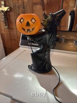 Vintage Halloween Black Witch/Green Face Pumpkin Tico Blow Mold 13 Tall Vintage Halloween Black Witch/Green Face Pumpkin Tico Blow Mold 13 Tall