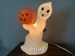 Vintage Halloween Blow Mold Ghost Holding Small Pumpkin 13