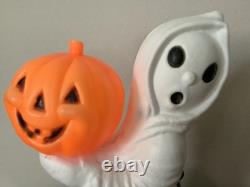 Vintage Halloween Blow Mold Ghost Holding Small Pumpkin 13