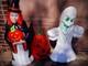Vintage Halloween Blow Mold Ghost Pumpkin & Witch Lot Of 3 Yard Decor Plastic