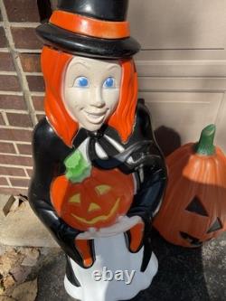 Vintage Halloween Blow Mold Ghost Pumpkin & Witch Lot of 3 Yard Decor Plastic Vintage Halloween Blow Mold Ghost Pumpkin & Witch Lot of 3 Yard Decor Plastic