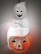 Vintage Halloween Blow Mold Large Ghost On Pumpkin Empire Lighted Yard Decor