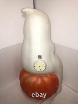 Vintage Halloween Blow Mold Large Ghost on Pumpkin Empire Lighted Yard Decor