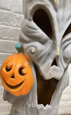 Vintage Halloween Blow Mold Spooky Creepy Tree W Face Light Up W Pumpkins 36 Vintage Halloween Blow Mold Spooky Creepy Tree W Face Light Up W Pumpkins 36