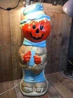 Vintage Halloween Empire Blow Mold 34 Pumpkin Head Scarecrow Working