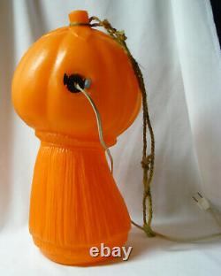 Vintage Halloween Jack-O-Lantern Blow Mold with Witch on Haystack Rare