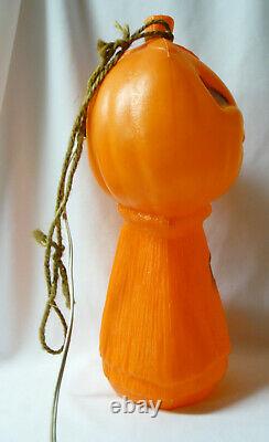 Vintage Halloween Jack-O-Lantern Blow Mold with Witch on Haystack Rare