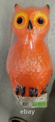 Vintage Halloween Owl Plastic Blow Mold Lantern Decoration Union Products 1996