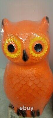 Vintage Halloween Owl Plastic Blow Mold Lantern Decoration Union Products 1996