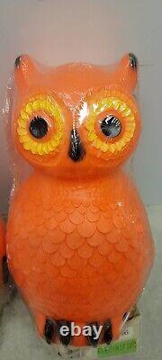 Vintage Halloween Owl Plastic Blow Mold Lantern Decoration Union Products 1996