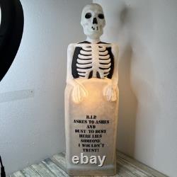 Vintage Halloween RIP Tombstone Skeleton Headstone Blow Mold Empire Works Flaws Vintage Halloween RIP Tombstone Skeleton Headstone Blow Mold Empire Works Flaws