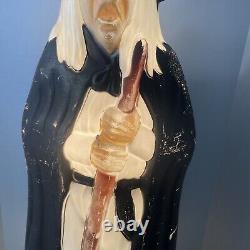 Vintage Halloween Witch With Broom Blow Mold 39 Made in USA by Empire Working