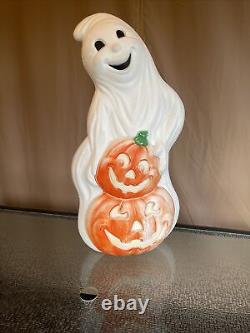 Vintage Happy Ghost With Pumpkins Blow Mold Halloween Yard Decor From 90's Vintage Happy Ghost With Pumpkins Blow Mold Halloween Yard Decor From 90's