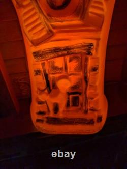 Vintage Haunted House Halloween Orange Black Cat Witch Bat Plastic Blow Mold Vintage Haunted House Halloween Orange Black Cat Witch Bat Plastic Blow Mold