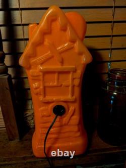 Vintage Haunted House Halloween Orange Black Cat Witch Bat Plastic Blow Mold Vintage Haunted House Halloween Orange Black Cat Witch Bat Plastic Blow Mold