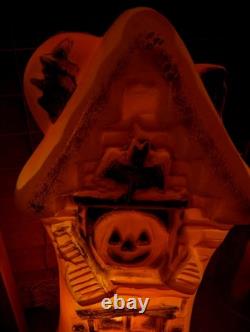 Vintage Haunted House Halloween Orange Black Cat Witch Bat Plastic Blow Mold Vintage Haunted House Halloween Orange Black Cat Witch Bat Plastic Blow Mold