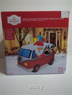 Vintage Holiday Bus with Santa & Friends 7 Foot Inflatables Christmas Gemmy