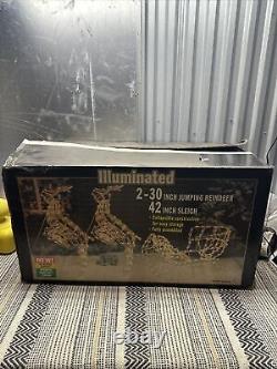 Vintage Illuminated SWC Reindeer (2x 30) & Sleigh (42) Set Excellent