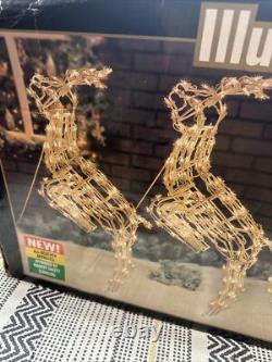 Vintage Illuminated SWC Reindeer (2x 30) & Sleigh (42) Set Excellent