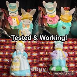 Vintage Large Empire Mr. 33 & Mrs. 31 Easter Bunny Rabbit Light-Up Blow Mold