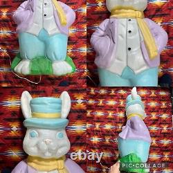 Vintage Large Empire Mr. 33 & Mrs. 31 Easter Bunny Rabbit Light-Up Blow Mold