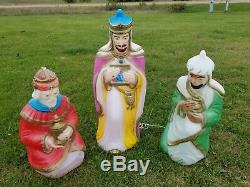 Vintage Large Lighted Empire 3 Wise Men Blow Molds Christmas Nativity