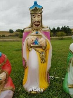 Vintage Large Lighted Empire 3 Wise Men Blow Molds Christmas Nativity
