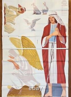 Vintage Life Size Plywood Nativity Scene Cut Out Pattern MCM 1950's Douglas Fir