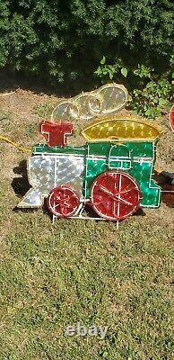 Vintage Light Up Holographic Christmas Train Santa Holiday Outdoor Yard Decor