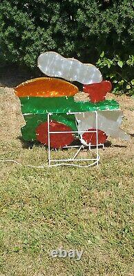 Vintage Light Up Holographic Christmas Train Santa Holiday Outdoor Yard Decor