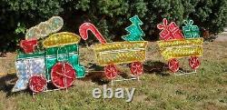 Vintage Light Up Holographic Christmas Train Santa Holiday Outdoor Yard Decor