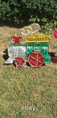 Vintage Light Up Holographic Christmas Train Santa Holiday Outdoor Yard Decor