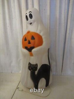 Vintage Lighted Blow Mold Empire Ghost Pumpkin Black Cat 34 Halloween