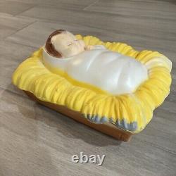 Vintage Lighted Christmas Nativity LARGE 39 Joseph Mary Jesus Blow Mold USA