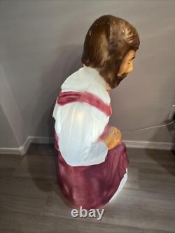 Vintage Lighted Christmas Nativity LARGE 39 Joseph Mary Jesus Blow Mold USA