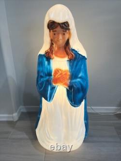 Vintage Lighted Christmas Nativity LARGE 39 Joseph Mary Jesus Blow Mold USA