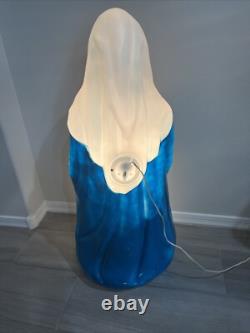 Vintage Lighted Christmas Nativity LARGE 39 Joseph Mary Jesus Blow Mold USA