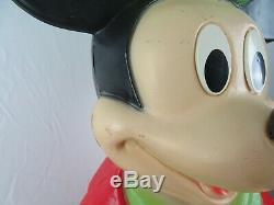 Vintage Lighted Mickey Mouse Christmas Caroler 33 Blow Mold Santa's Best