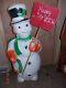 Vintage Lighted Snowman With Shovel, Wreath Blowmold Yard Decor 44 Blow Mold